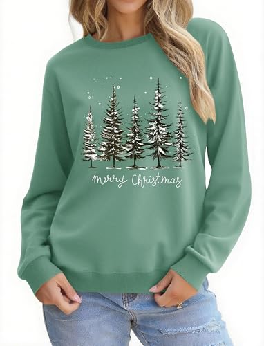 Christmas Sweatshirts for Women Funny Christmas Tree Xmas Cute Graphic Long Sleeve Shirt