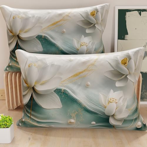 PETTI Artigiani Italiani - Coppia di Federe Cuscino 30x50 cm in Microfibra, Cuscini Arredo Camera da Letto, Divano, Salotto, Set 2 Fodere Copricuscino, Federa Floreale 06 14, 100% Made in Italy