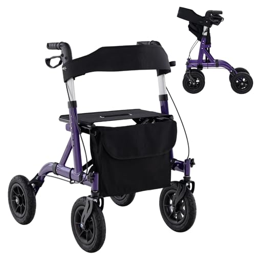 Rollator Adult Walker With Seat Basket Brakes 4-Wheel Mobility Aid - View #3