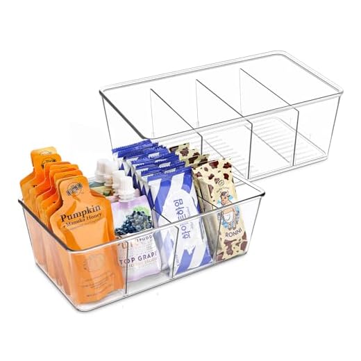 Batoto Pantry Organization and Storage Bins, Refrigerator Organizer Bins – Clear, Kitchen Organization and Storage with Dividers (2 Pack)