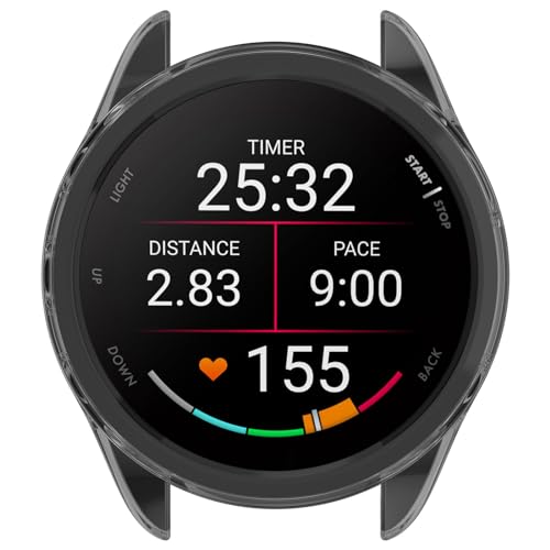 Intended for Garmin Forerunner 165/165 Music Case TPU Rugged Frame Bumper Anti-Scratch Protective Shell for Forerunner 165/165 Music Watch Cover Accessories (Black&Black) by Chofit - Image 6
