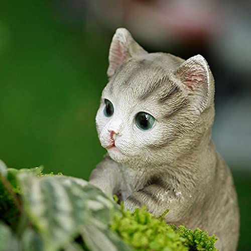 OXSNice Miniature Fairy Garden and Terrarium Flower Pot and Vase Hugger Ornaments Flower Animal Pots Hanging Garden Flower Pots Balcony Pendant Ornaments (Gray Cat)