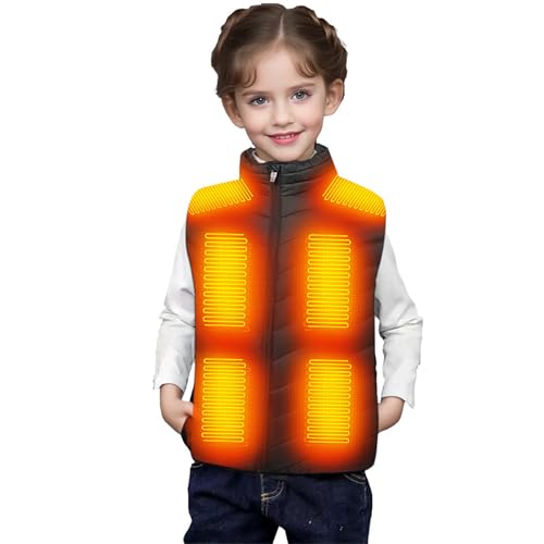 DASAYO boys vests 6-8 Kids Heated Vest For Boys Girls Heating Warm Puffer Vests Electric Heat Zipper Jacket Youth Thermal Winter Clothes Black 6 Years