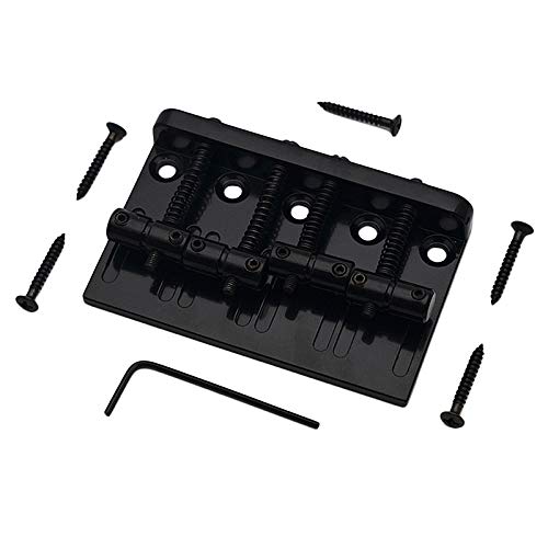 Bumdenuu 4 Strings Electric Hardtail Bass Bridge for Jazz Bass Precision Fender Style Bass, Black