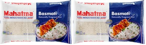 Image of Mahatma Basmati Rice Long Grain, 80 oz White, 5 Pound Bag (Pack of 2)