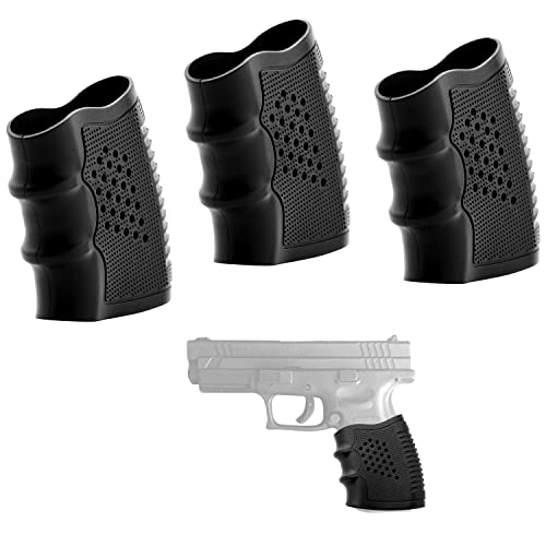 Tactical Rubber Grip Glove Sleeve Slip-On Ventilated Grip Grips for Glock (3 Pcs Black)