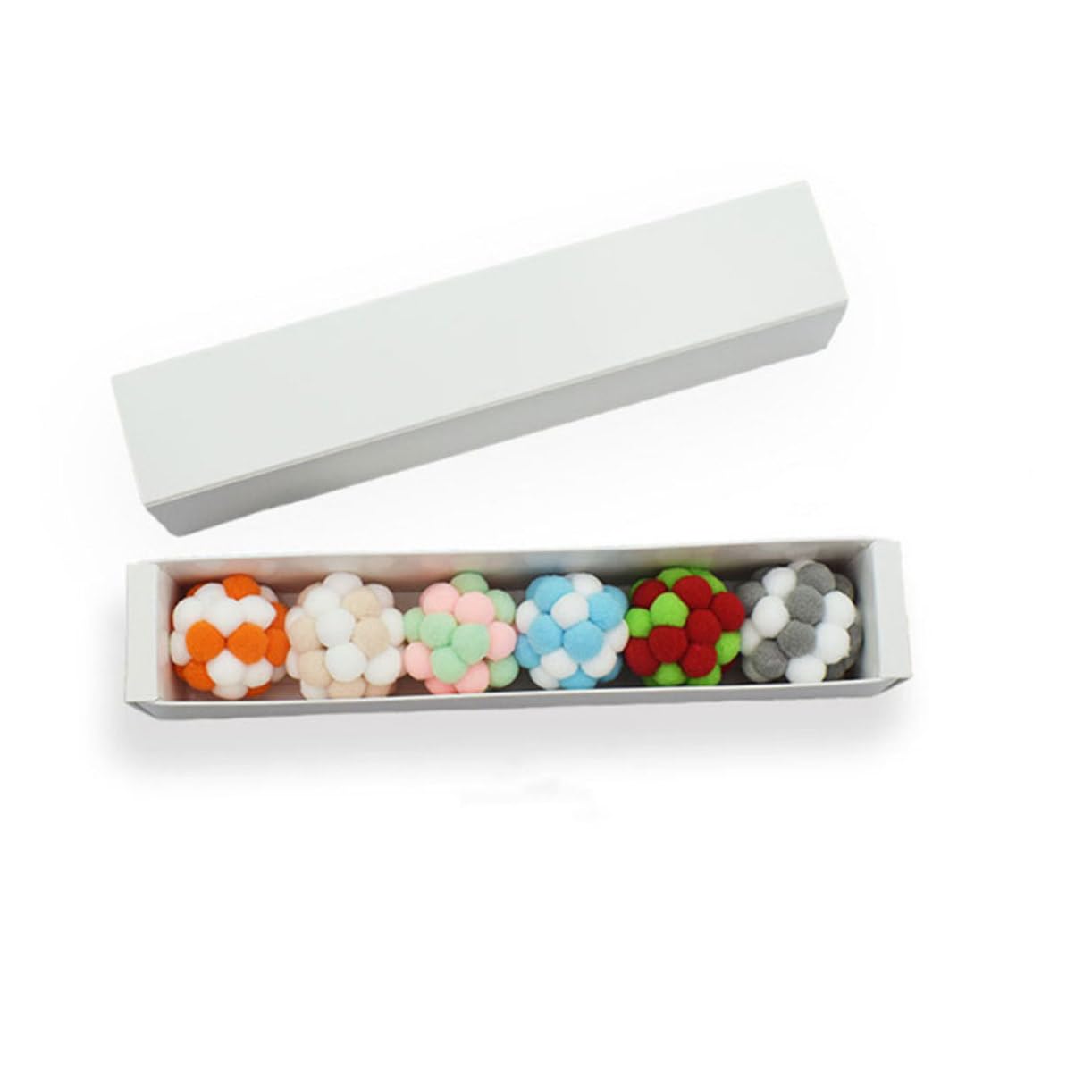 POPETPOP 6pcs Plush Cat Ball with Bell Elastic Pet Playing Balls Colors for Training and Interactive Play