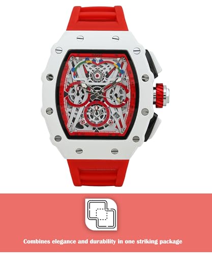 Image of Havoc Craft Men's Luxury Sports Watch 30M Waterproof Tonneau Chronograph | Analog Quartz Wristwatch with Time & Day Function | Premium Square Dial, Shock-Resistant & Anti-Magnetic Silicone Strap