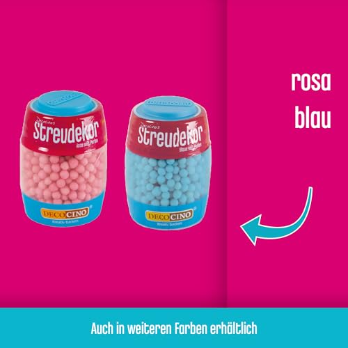 DECOCINO Essbare Perlen in Weiß (50g) – Streu-Dekor, Zucker-Streusel – matt-glänzende Zuckerperlen – perfekt zum Dekorieren von Torten, Kuchen und Cupcakes