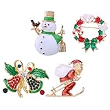 WOFASHPURET 4 Piezas Broches de Aleación Navideños para Mujer Diseño Festivo Decorativo Pins para Ropa Accesorios para Bufandas Suéteres y Abrigos