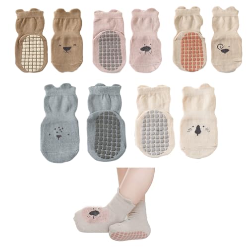 Lictin Baby-Socken 8 Paare (0-12 Monate) - Rutschfeste, Weiche Krabbelsocken In Grau