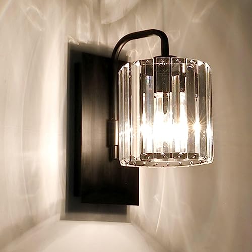 Wvsrbyr Modern Crystal Wall Sconces, Wall Light Fixture in Matt Black Finish, Crystal Bedroom Wall Lighting with Clear Glass Shade, Elegant Wall Lamps for Living Room Bedroom Bathroom Hallway Wvsrbyr Modern Crystal Wall Sconces, Wall Light Fixture in Matt Black Finish, Crystal Bedroom Wall Lighting with Clear Glass Shade, Elegant Wall Lamps for Living Room Bedroom Bathroom Hallway