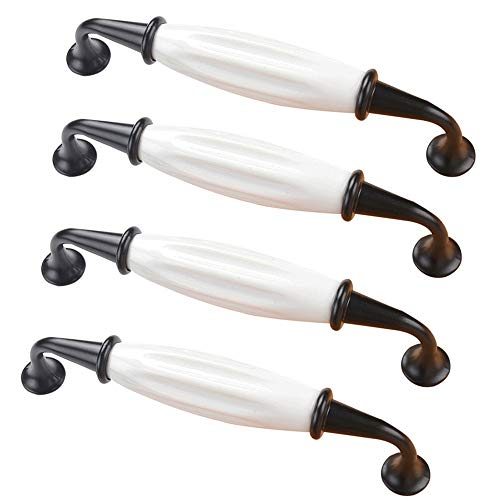 Vintage Gabinete Manijas De Muebles De AleacióN De Aluminio Tirador Para Muebles De Cocina Blanco CeráMica Muebles CeráMico Barra Del Armario De Cocina Tiradores Para Puertas Juego De 4 Piezas Cover