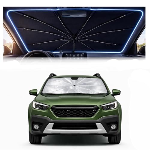 BONULI 2026 Upgraded Car Windshield Sun Shade Umbrella - Custom-Fit for Subaru Outback 2020-2026 Umbrella Sunshade Easy Install UV Protection & Heat Reflective Keep Interior Cooler with Storage Bag