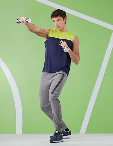Image of Amazon Brand - Symbol Men's Polyester Color Block Active Regular Fit Sports | Round Neck | Sleeveless T-Shirt