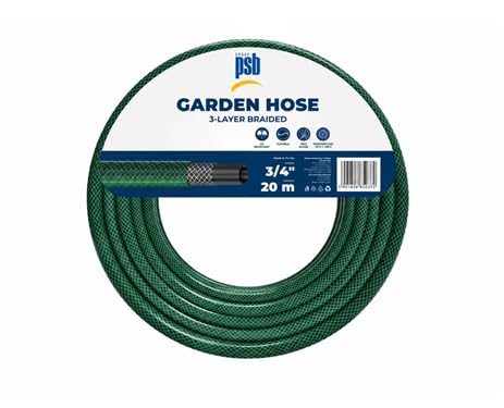 PSB Garden Hose Pipe 3/4 Inch 20m 3-Layer Braided Green