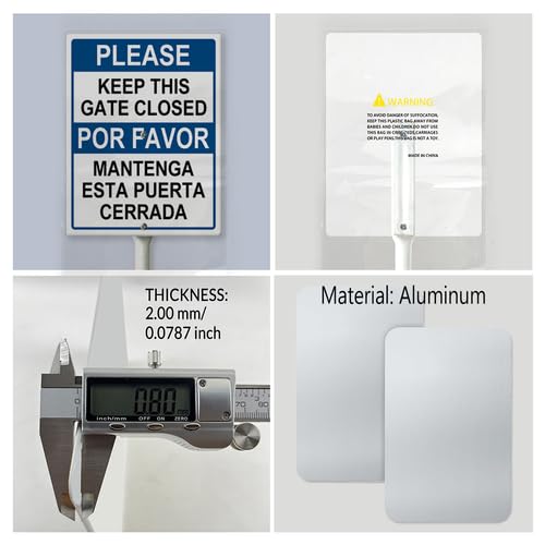 Letrero bilingüe para patio con estacas de 17,5 x 22 cm, de aluminio resistente, resistente a la intemperie, doble idioma, letrero de aviso de propiedad agrícola