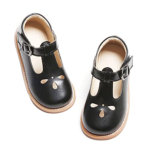 Image of Kiderence Toddler Girl Mary Jane School Uniform Dress Shoes Oxford Flats | Wide Toe Box Great Comfort for Student Shoe and Flower Girl Shoe for Wedding, Parties, Church