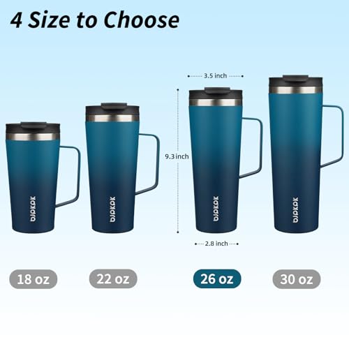 Image of BJPKPK 26oz Insulated Tumbler with Handle, Lid & Straw, Stainless Steel