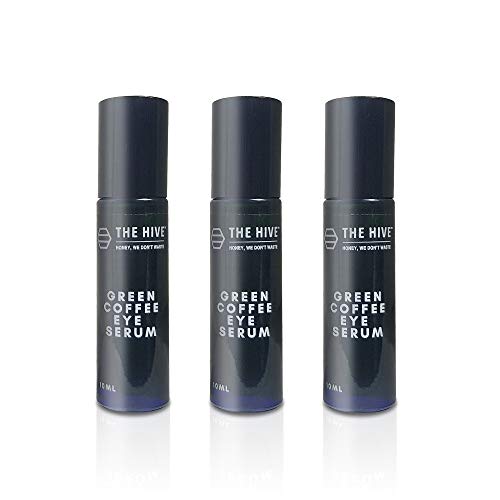 3x Caffeine Eye Serum by The Hive - Pure, & Natural - Reduces Puffiness, Brightens & Prevents Wrinkles, Signs of Aging Around Eyes, 10ml each