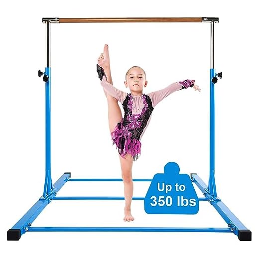 Dai&F Gymnastics Bar for Kids, 3' to 5' Gymnastics Bars for Home with 1-11 Levels Adjusable Height, Stainless Steel Horizontal Training Bar, Holds up to 350LBS