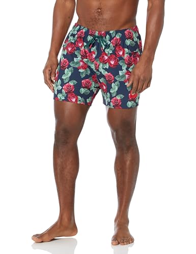 HUGO Men's Standard Bloom Rose Print Swim Trunks