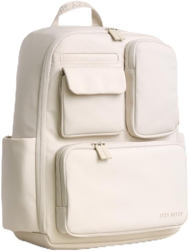 Itzy Ritzy Utility Diaper Bag Backpack – Features 17 Pockets (Including 2 Insulated Bottle Holders) & Trolley Sleeve and Includes Stroller Straps & Changing Pad – Part of the Belong Collection (Cream) Itzy Ritzy Utility Diaper Bag Backpack – Features 17 Pockets (Including 2 Insulated Bottle Holders) & Trolley Sleeve and Includes Stroller Straps & Changing Pad – Part of the Belong Collection (Cream)