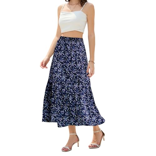 Maxi Skirts for Women with Pockets Long Midi Length Casual Skirt for Holiday