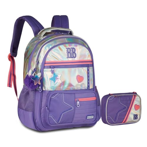 Kit Mochila e Estojo Holográfico Rebecca Bonbon LILAS