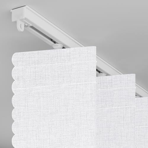 Image of AJAZZ 100% Blackout Magnetic Door Curtain Patio Door Curtain Invisible Folding Door for Bedroom Living Room Accordion Doorway Curtain Sets Included Tracks (1Panel, 43W x 80 L, White)