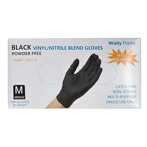 Guante protector sin látex negro con textura para cosmética y salón