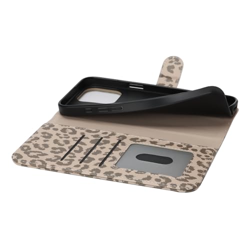 Image of for iPhone 14 Pro Max Case Wallet with Card Holder,for iPhone 14 Pro Max Wallet Case for Women Men,PU Leather Shockproof Magnetic Buckle Stand Flip Phone Case-Beige Leopard