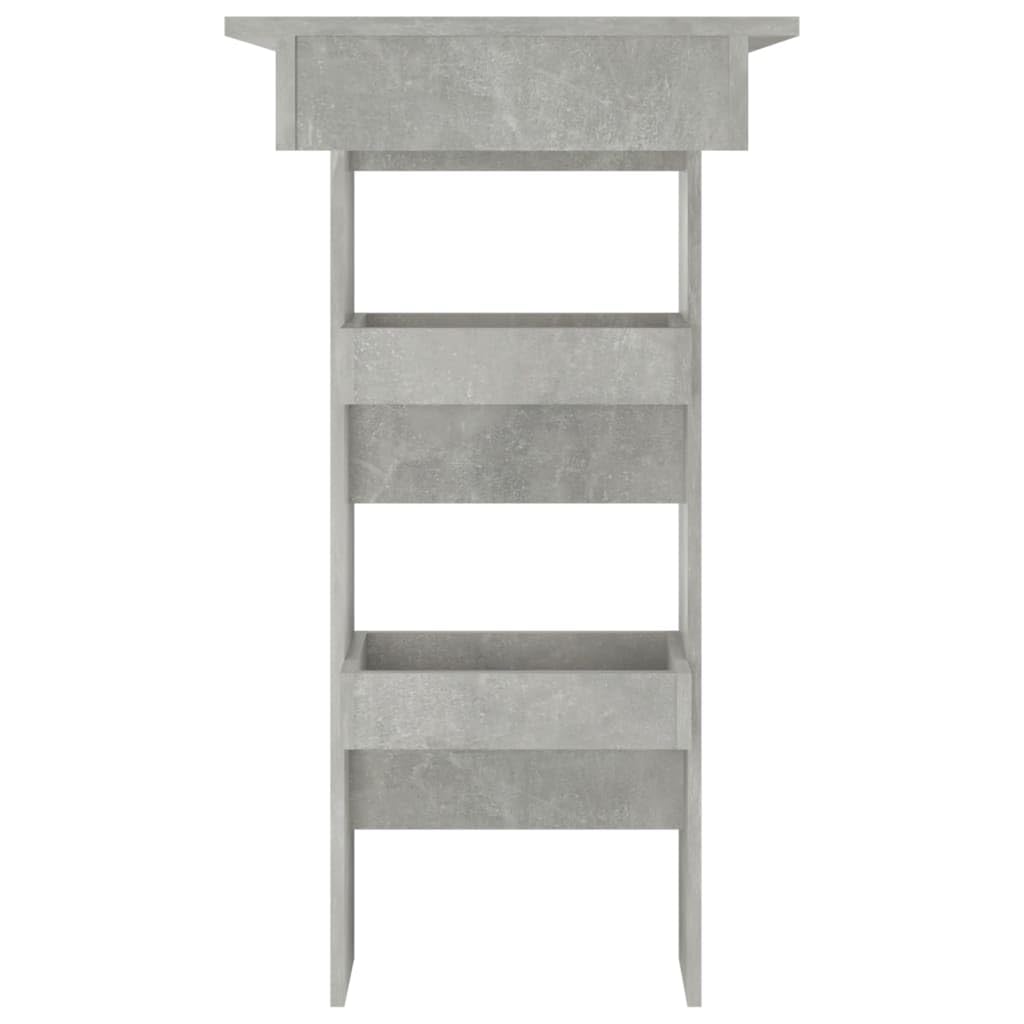 Ścienny stół barowy, szary betonowy, 102 x 45 x 103,5 cm, materiał drewnopochodny z 2 schowkami – stylowy stół dla gości i wytrzymały stół do salonu na napoje i akcesoria barowe