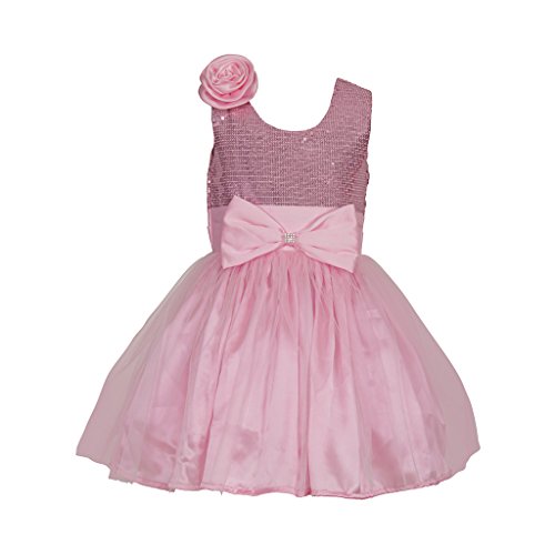 Image of SOFYANA Baby Girl's Satin Pink Baby Frock Size : 1-2yrs