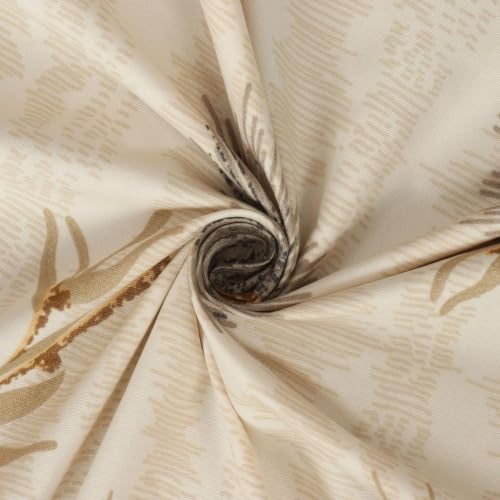 Image of Premium Cotton Fitted Bedsheet King Size 78 x 72 x 8 Inches with 2 Pillow Covers | 220 TC | All-Around Elastic Deep Pocket Bed Cover | Beige Brown Botanical Branch