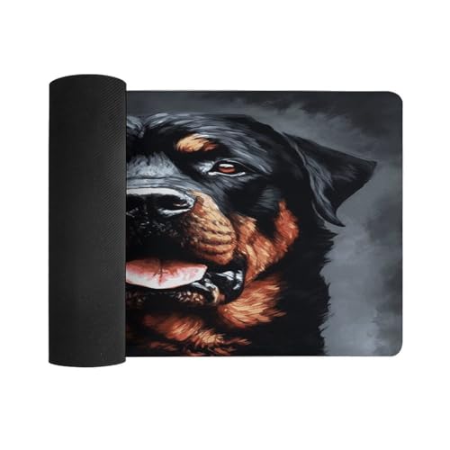 Tapete para mouse de escritorio grande con arte Rottweiler miniatura 3