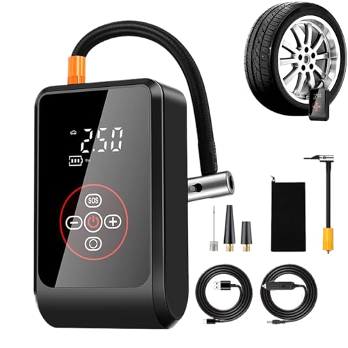 Air Pump | Cable inflador de neumáticos | Auto Shut-Off Electric Pump with LED Screen Car Accessories for Motorcycle Vehicle Ball Camping Truck