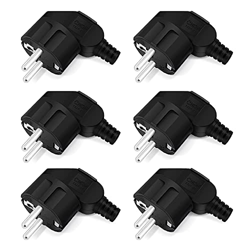 CHEVVY Schuko Stecker 6er Set - 16A 250V Mit Zugentlastung, IP20, Für 8-10mm Kabel