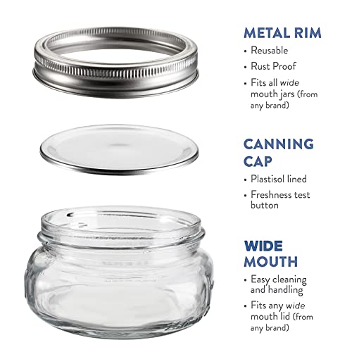 Tebery 24 Stück Einmachgläser mit breiter Öffnung, 240 ml Einmachgläser mit luftdichtem Deckel und Bändern zum Einkochen… - Image 4