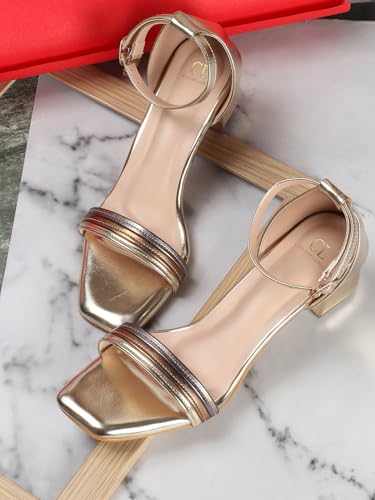 Image of Carlton London Women Stylish Fashion Embellished Sandals for Outdoor, Party, Wedding and Holidays with Block Heels