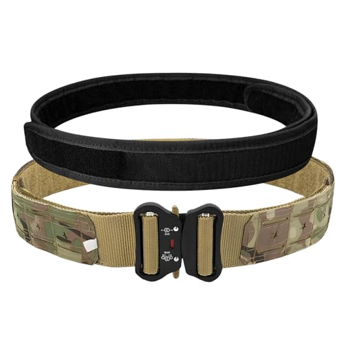 aiGear Ceinture Tactique Militaire | Ceinture de Combat MOLLE HOMME | Travail Ajustable | Conçu Pour le Pratiquant de Sports Militaires en Extérieur | Taille 80-90...