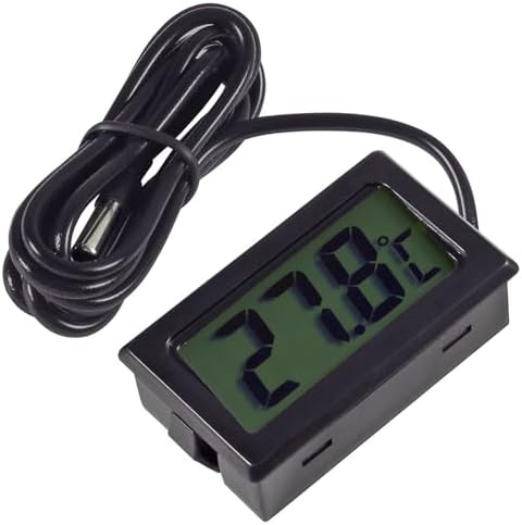 RCSP Plastic Body Mini Refrigerator Thermometer, High Precision Digital Freezer Thermometer with LCD Display โ/โ Convertible for Refrigerator Freezer Cooler (White) without Switch