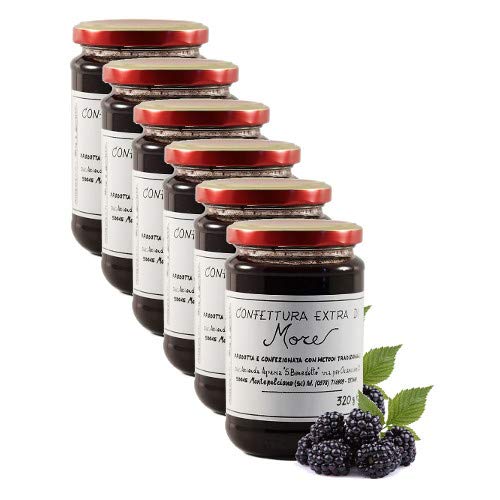 Mermelada extra de moras San Benedetto - Producto artesanal italiano (6 tarros de 320 gramos)