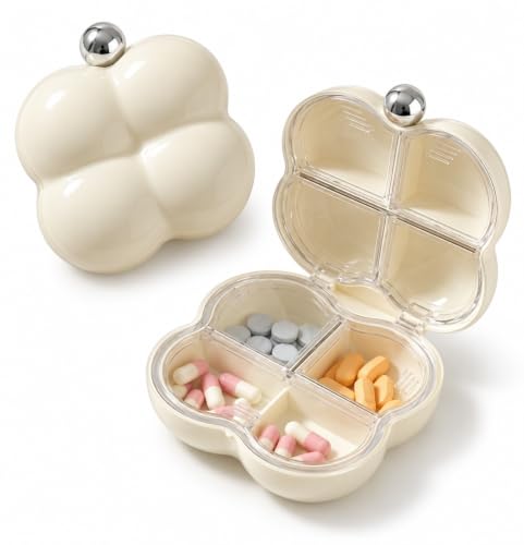 Düzenleyici, 7 Bölmeli İlaç Kutusu, Çiçek Model Kompakt Hap ve Vitamin — Günlük Tablet Organizeri, Mini Seyahat Tipi Taşınabilir İlaç Saklama Kutusu, Çanta ve Ev Kullanımı