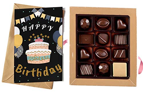 redbakers.in Happy Birthday 12 Chocolate Gift Box & Greeting Card...