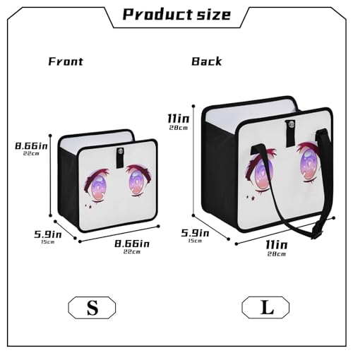 Image of Purple Pink Anime Kawaii Eyes Car Trash Can Foldable Hanging Car Trash Bag Bin Auto Garbage Can Leak-Proof Car Organizer(Large)