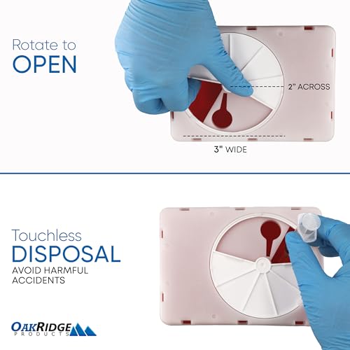 Oakridge Products Transparent Sharps Container for Home Use and Professional 2.2 Quart (3-Pack), Touchless Biohazard Needle and Syringe Disposal, Rotating Lid, CDC Certified