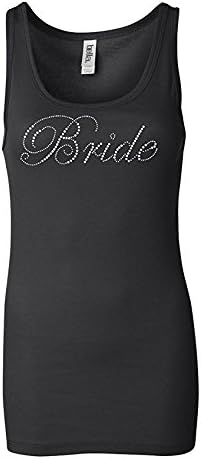 Bride Rhinestone Longer Length Tank (Small, Black)