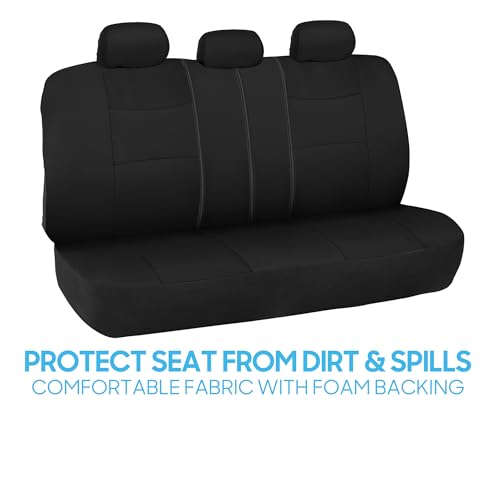 Image of BDK PolyPro Black Car Seat Covers, Full Set, Front and Rear Bench Seat Protectors, Full Coverage for Car Truck Van and SUV