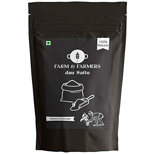 Farm & Farmers Organic Jau Sattu Flour 1kg - Gluten Free Barley Flour Atta Jau Ka Sattu, Fresh from Farms 100% Vegan No Preservatives, No Trans Fats, Rich in Protein and Nutrients